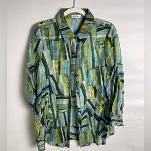 Wyatt Rose Button Down Sheer Blouse M